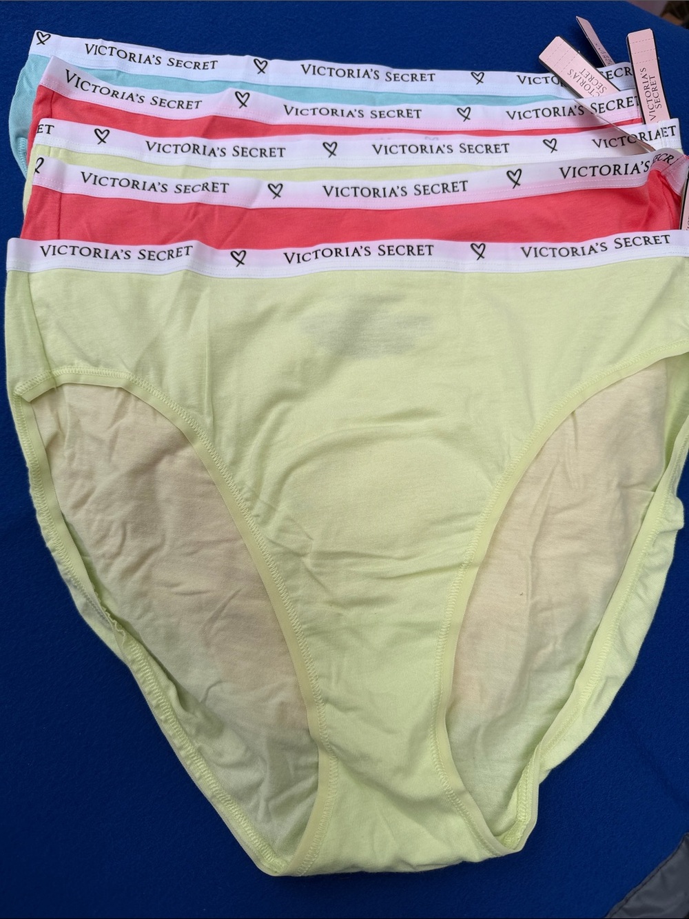 5 Pack Victoria's Secret Cotton High Cut Briefs  Size L